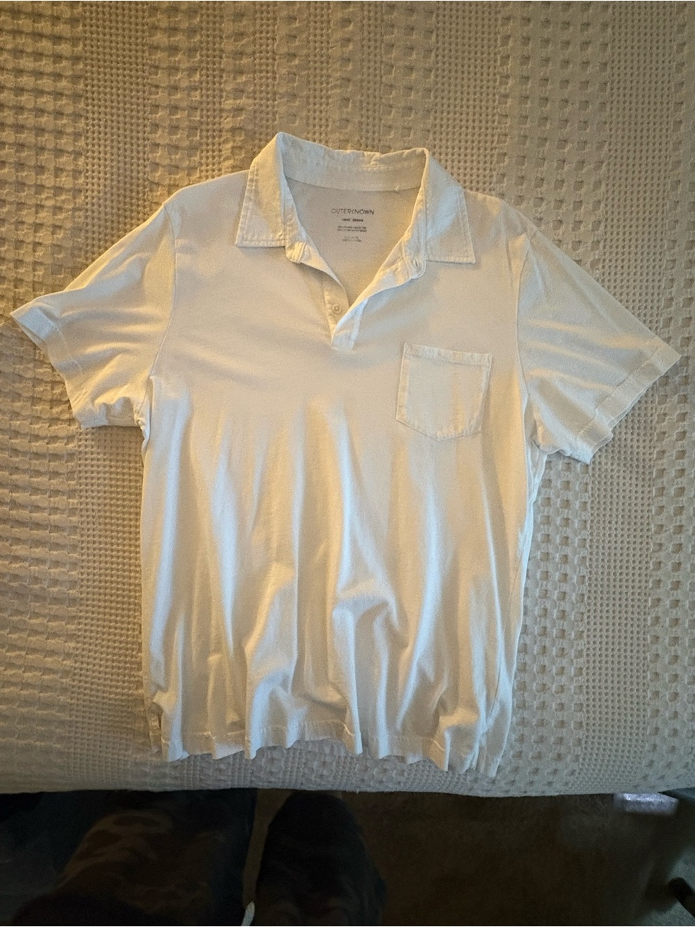 Outerknown Men’s White Polo Shirt with Chest Pocket - Large